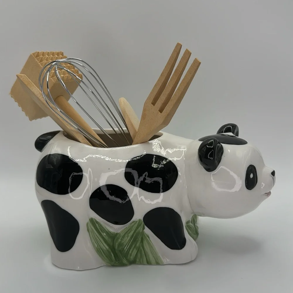 Fine Porcelain Panda Kitchen Utensil Holder